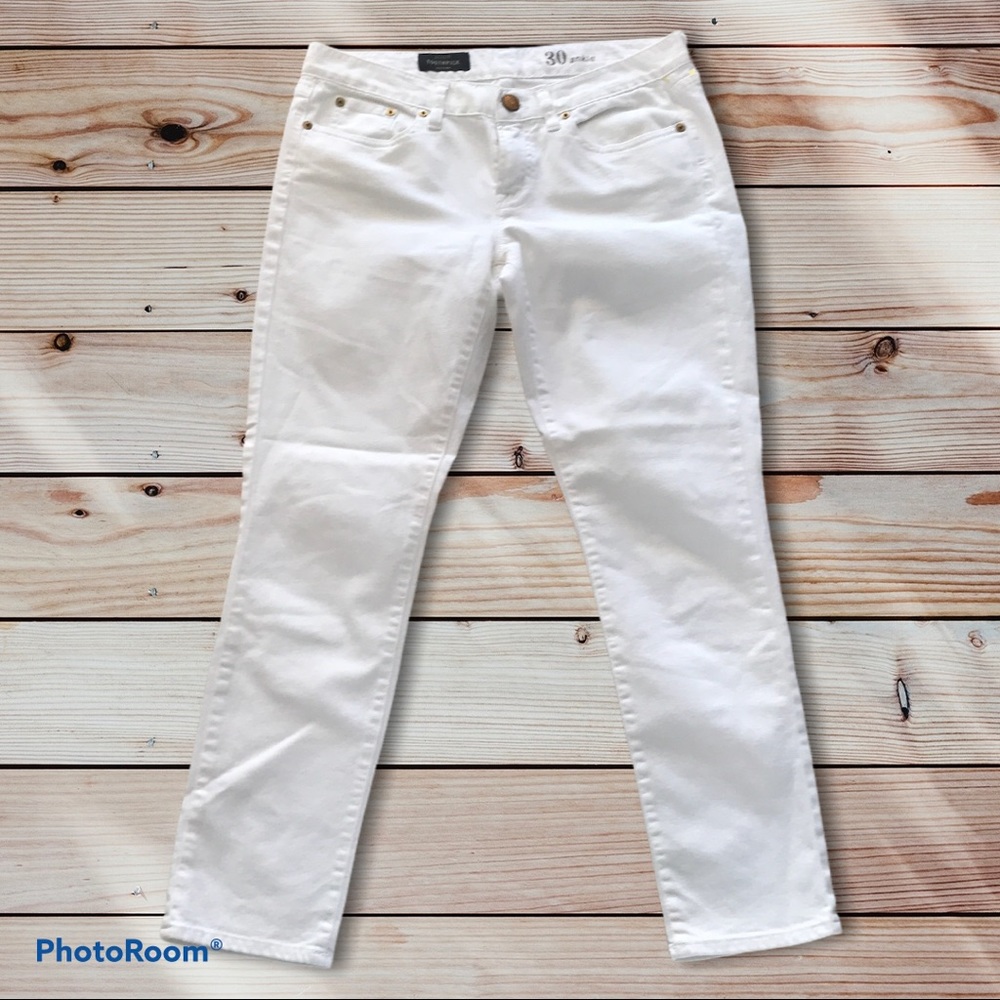 J. Crew White Toothpick Ankle Jeans 30